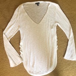 Express white small long sleeve knit sweater